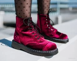 T2283 Burgundy Velvet Anarchic Boot