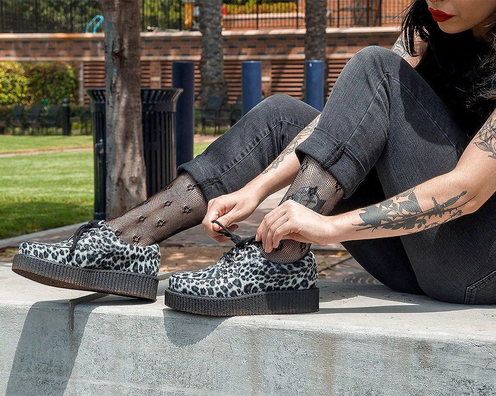 T2291 Grey Leopard Anarchic 3-Ring Creeper Womens 6 T2291 Grey Leopard Anarchic 3-Ring Creeper Womens