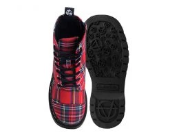 T2292 Red Plaid 7-Eye Anarchic Boot Womens