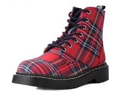 T2292 Red Plaid 7-Eye Anarchic Boot Womens