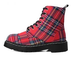 T2292 Red Plaid 7-Eye Anarchic Boot Womens