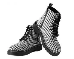 T2293 Womens Black & White Gingham 7-Eye Anarchic Boot