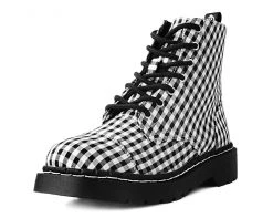 T2293 Womens Black & White Gingham 7-Eye Anarchic Boot