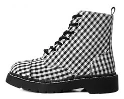 T2293 Womens Black & White Gingham 7-Eye Anarchic Boot