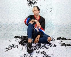 T2308 Black Faux Suede White Interlace Anarchic Creeper 12 T2308 Black Faux Suede White Interlace Anarchic Creeper