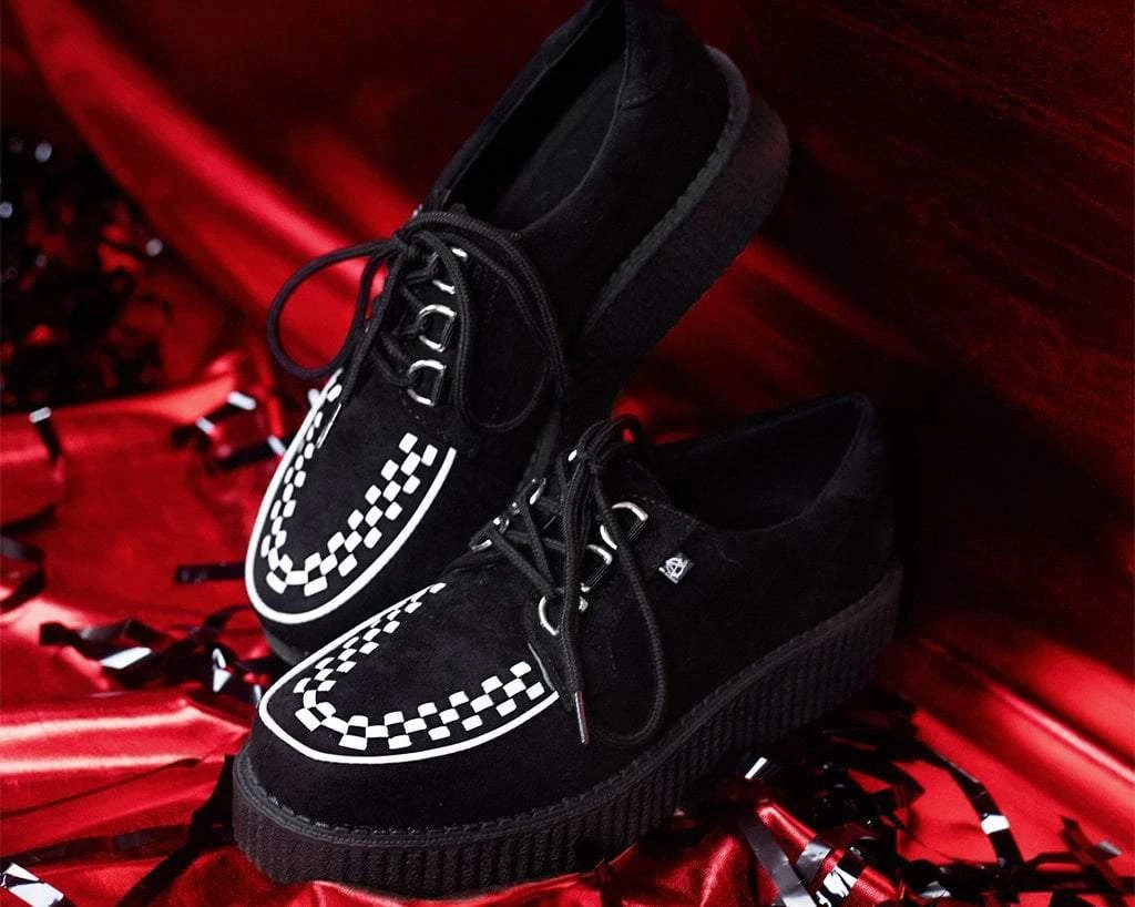 T2308 Black Faux Suede White Interlace Anarchic Creeper 2 T2308 Black Faux Suede White Interlace Anarchic Creeper