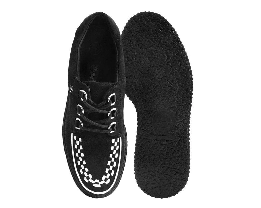 T2308 Black Faux Suede White Interlace Anarchic Creeper 4 T2308 Black Faux Suede White Interlace Anarchic Creeper
