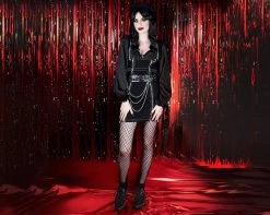 T2309 Black Faux Suede Pointed Anarchic Creeper