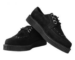 T2309 Black Faux Suede Pointed Anarchic Creeper