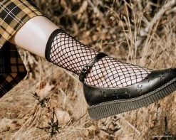 TSK1016 Vegan Black Fishnet Crew Sock