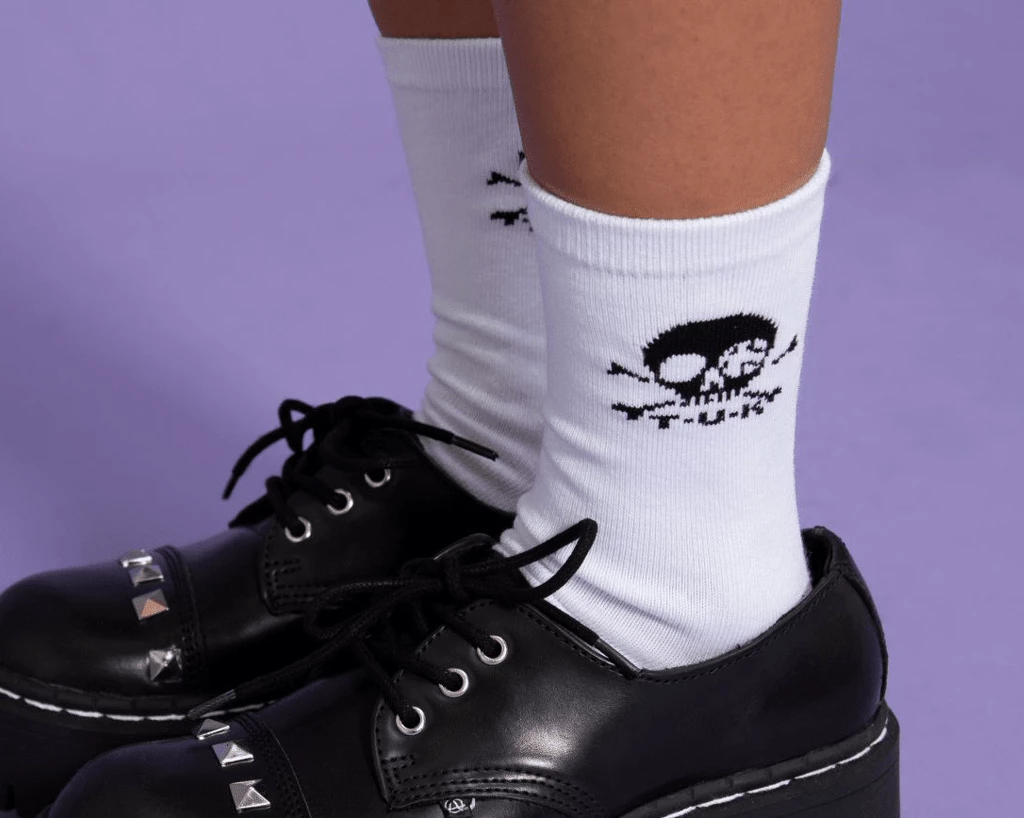 TSK1032 White T.U.K. Skull Logo Women’s Sock 2 TSK1032 White T.U.K. Skull Logo Women’s Sock