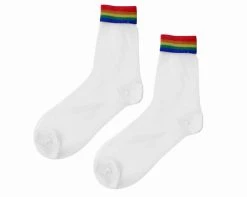 TSK1041 White Sheer Rainbow Sock