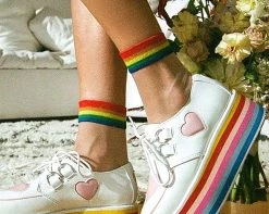 TSK1041 White Sheer Rainbow Sock