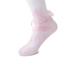 TSK1059 Pink Lace Ribbon Women’s Sock Vegan