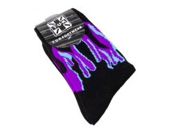 TSK1063 Black Purple & Grey Flame Socks Womens