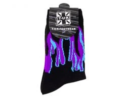 TSK1063 Black Purple & Grey Flame Socks Womens