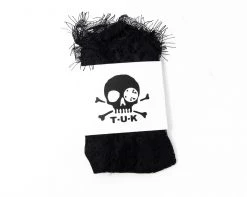 TSK1064 Black Lace Ribbon Tie Ankle Sock Vegan