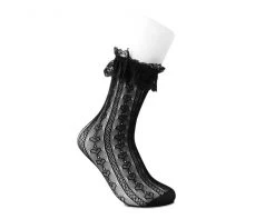 TSK1069 Black Lace Crew Sock