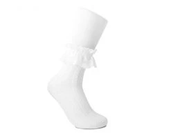 TSK1070 Vegan White Lace Crew Sock