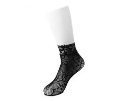 TSK1077 Vegan Black Spiderweb Lace Crew Sock