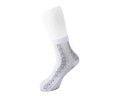 TSK1078 White Stripe Floral Sheer Sock Vegan
