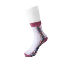 TSK1079 Blush Stripe Floral Sheer Sock Vegan