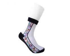 TSK1080 Black Stripe Floral Sheer Sock Vegan