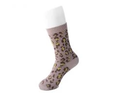 TSK1099 Vegan Leopard Khaki Crew Sock
