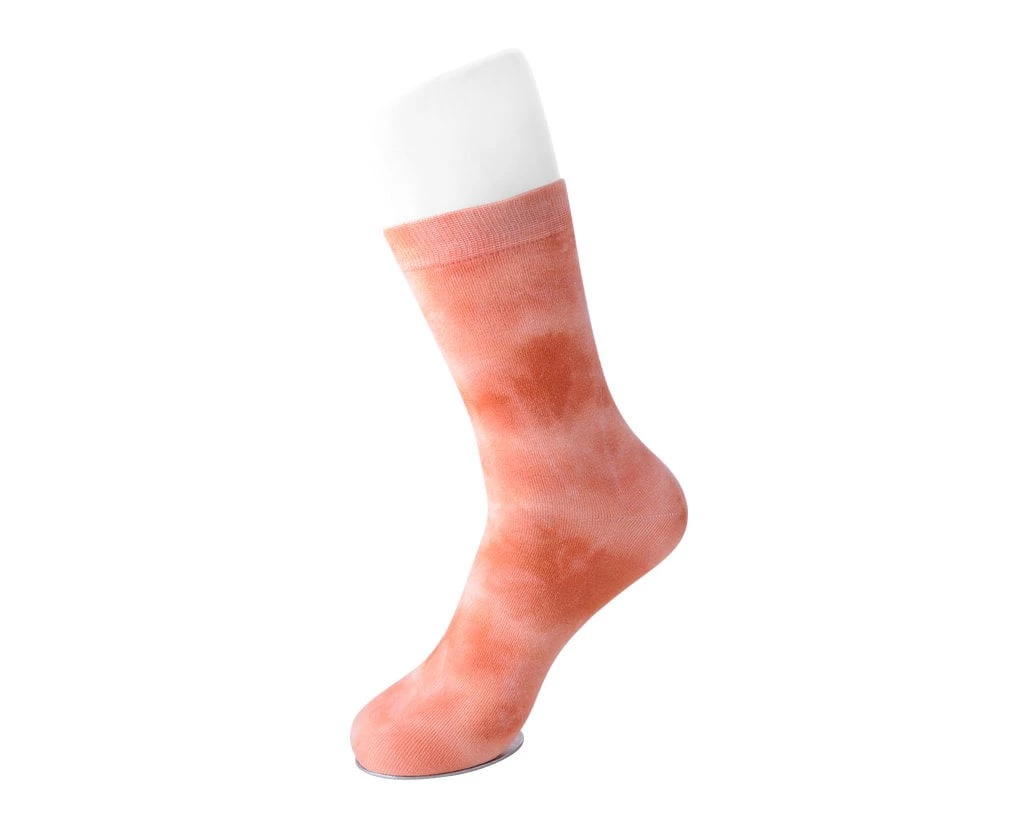 TSK1111 Vegan Tie-Dye Tangerine Women's Crew Sock 1 TSK1111 Vegan Tie-Dye Tangerine Women's Crew Sock