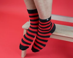 TSK1120 Womens Red & Black Stripe T.U.K Women's Sock