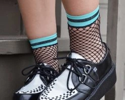 TSK1122 Womens Multi-color Band Fishnet 5-Pk Sock