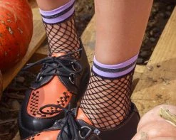 TSK1122 Womens Multi-color Band Fishnet 5-Pk Sock