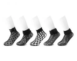 TSK1123 Black Assorted Fishnet 5-Pk Sock Womens