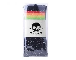 TSK1126 Black Rainbow Varsity Rhinestone Over-The-Knee Sock