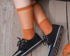 TSK1129 Womens Orange Ribbed Glitter Sock