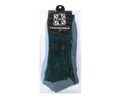 TSK1131 Green Ribbed Glitter Sock Womens