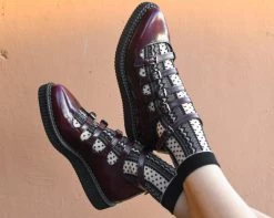 TSK1137 Womens Women's Sheer Black Stripe & Polka Dot Sock