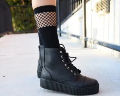 TSK1141 Womens Black Knee High Mesh Sock