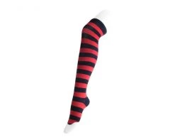 TSK1142 Red & Black Striped Thigh High Sock