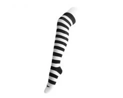 TSK1143 Black & White Striped Thigh High Sock