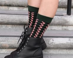 TSK1148 Womens Multicolor Houndstooth Knee-High Sock