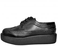 V8876 Black Brogue Wingtip Creepers Womens