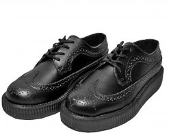 V8876 Black Brogue Wingtip Creepers Womens