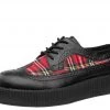 V9103 Black & Plaid Wingtip Creeper Womens
