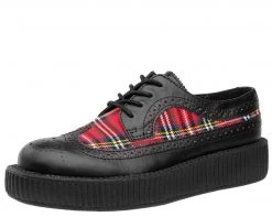 V9103 Black & Plaid Wingtip Creeper Womens
