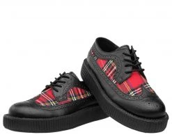 V9103 Black & Plaid Wingtip Creeper Womens