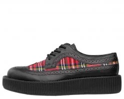 V9103 Black & Plaid Wingtip Creeper Womens
