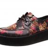 V9139 Womens Black Skull & Roses Creeper