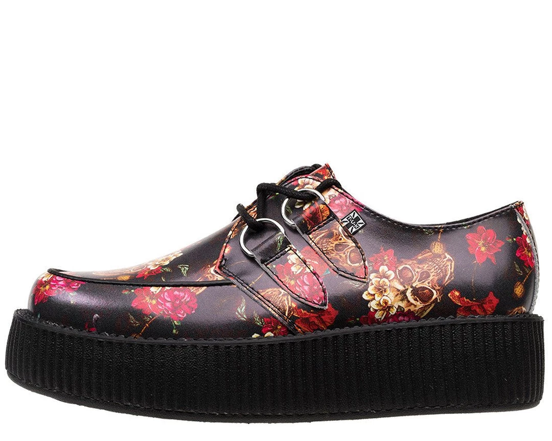 V9139 Womens Black Skull & Roses Creeper 3 V9139 Womens Black Skull & Roses Creeper