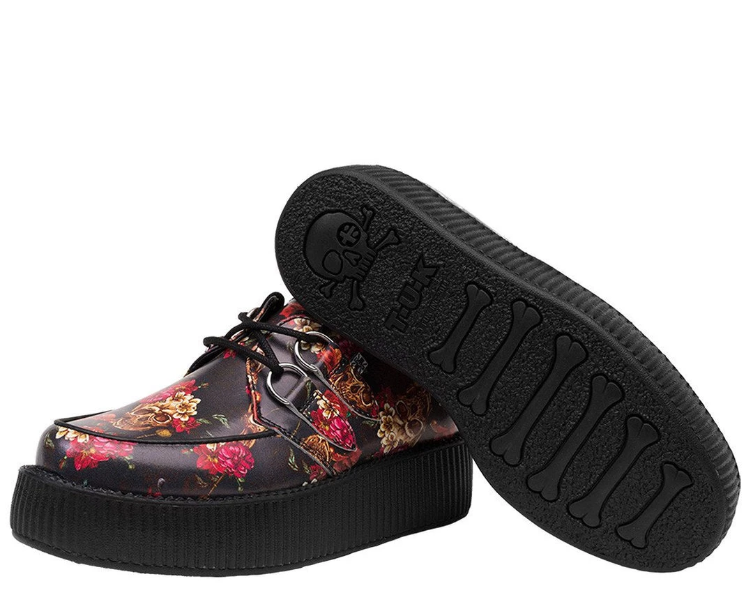 V9139 Womens Black Skull & Roses Creeper 4 V9139 Womens Black Skull & Roses Creeper